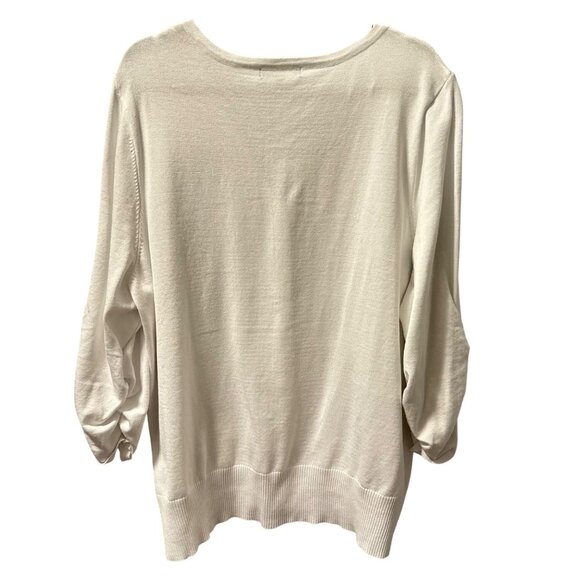 Tint & Shadow Womens V-Neck Cardigan Sz 3X White sweater - Picture 10 of 12